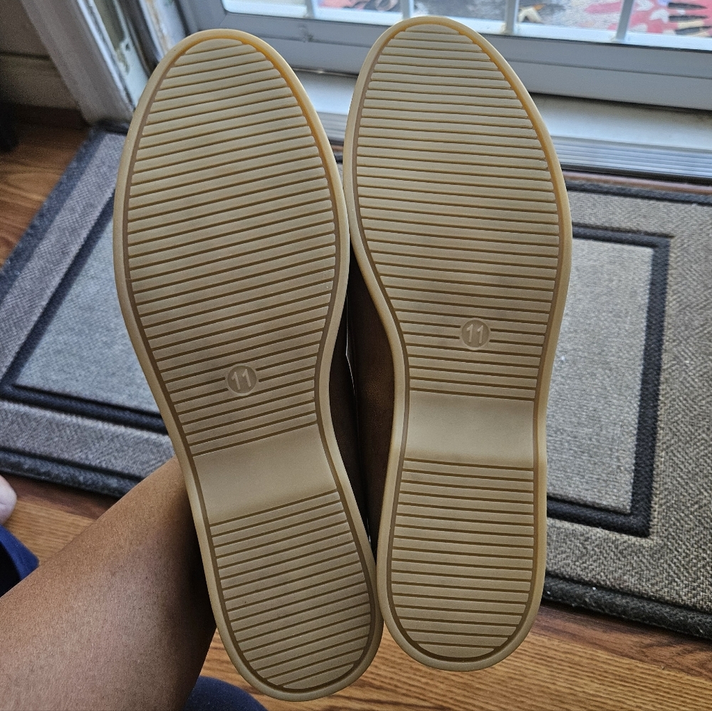Falls Creek Faux Leather Shana Cognac Tan Boat Shoes Size 11 Casual Preppy - Picture 6 of 8